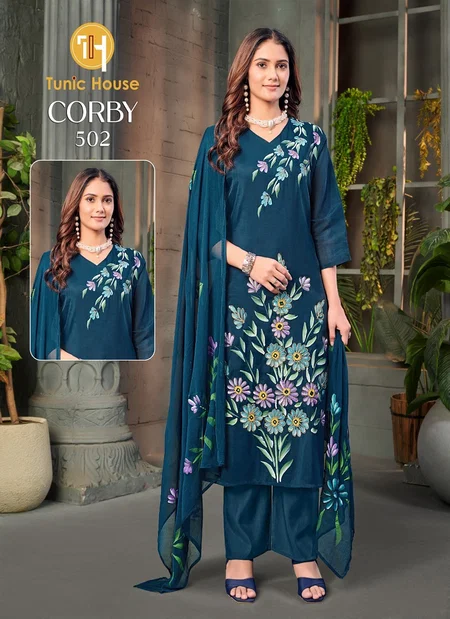 Blush By Tunic House Mul Chanderi Kurti With Bottom Dupatta